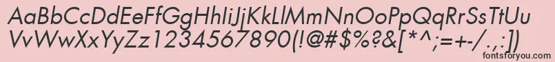 FuturaLtBookOblique-fontti – mustat fontit vaaleanpunaisella taustalla