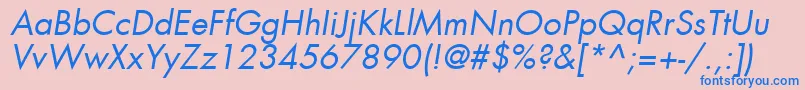 Fonte FuturaLtBookOblique – fontes azuis em um fundo rosa
