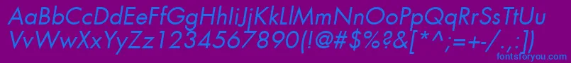 Шрифт FuturaLtBookOblique – синие шрифты на фиолетовом фоне
