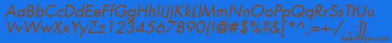 FuturaLtBookOblique Font – Brown Fonts on Blue Background