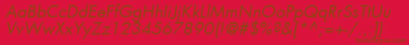 FuturaLtBookOblique-fontti – ruskeat fontit punaisella taustalla