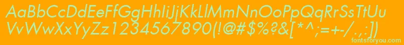 FuturaLtBookOblique Font – Green Fonts on Orange Background