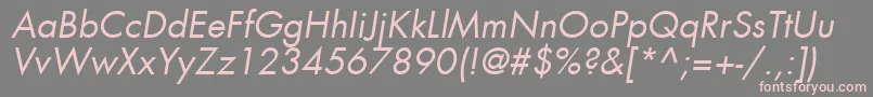 FuturaLtBookOblique-fontti – vaaleanpunaiset fontit harmaalla taustalla