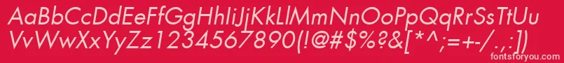 FuturaLtBookOblique-Schriftart – Rosa Schriften auf rotem Hintergrund
