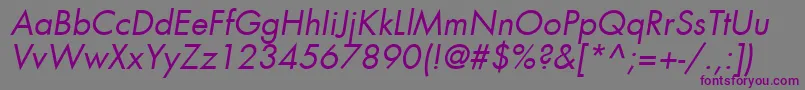 FuturaLtBookOblique-fontti – violetit fontit harmaalla taustalla