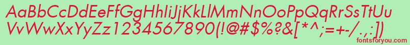 FuturaLtBookOblique Font – Red Fonts on Green Background