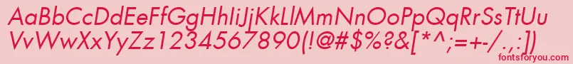 フォントFuturaLtBookOblique – ピンクの背景に赤い文字