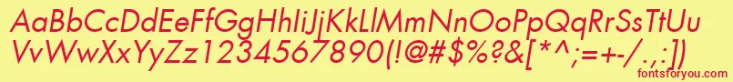 フォントFuturaLtBookOblique – 赤い文字の黄色い背景