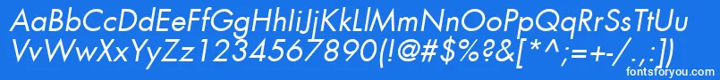 Шрифт FuturaLtBookOblique – белые шрифты на синем фоне
