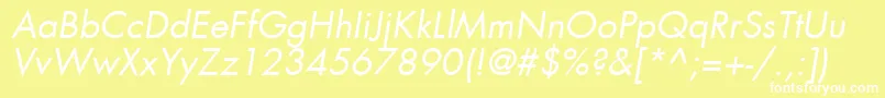 Шрифт FuturaLtBookOblique – белые шрифты на жёлтом фоне