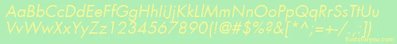 FuturaLtBookOblique Font – Yellow Fonts on Green Background