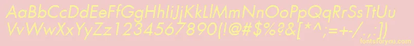 FuturaLtBookOblique-Schriftart – Gelbe Schriften auf rosa Hintergrund