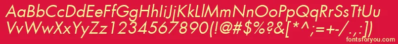 FuturaLtBookOblique Font – Yellow Fonts on Red Background