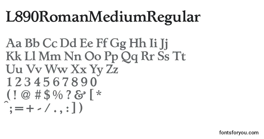 L890RomanMediumRegular-fontti – aakkoset, numerot, erikoismerkit