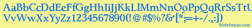 L890RomanMediumRegular Font – Blue Fonts on Yellow Background