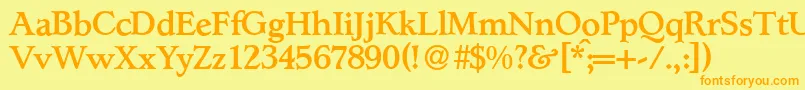 L890RomanMediumRegular Font – Orange Fonts on Yellow Background