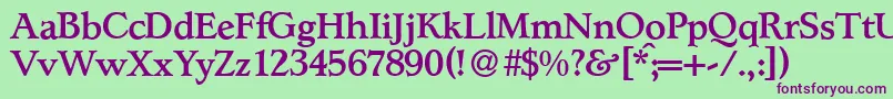 L890RomanMediumRegular Font – Purple Fonts on Green Background