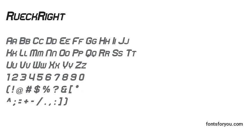 Fuente RueckRight - alfabeto, números, caracteres especiales