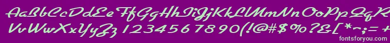 フォントGallantewideRegular – 紫の背景に緑のフォント