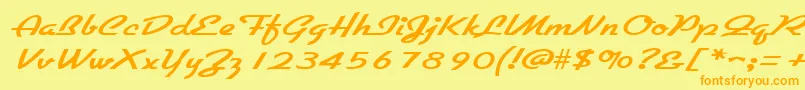 フォントGallantewideRegular – オレンジの文字が黄色の背景にあります。