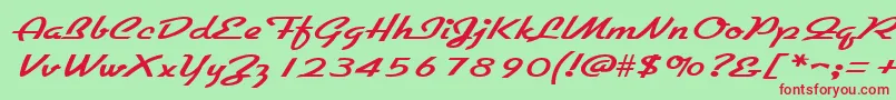 GallantewideRegular-fontti – punaiset fontit vihreällä taustalla