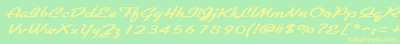 フォントGallantewideRegular – 黄色の文字が緑の背景にあります