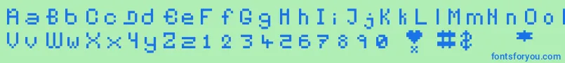 Pixelates Font – Blue Fonts on Green Background