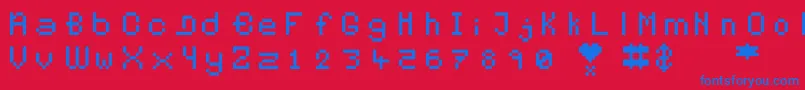 Pixelates Font – Blue Fonts on Red Background