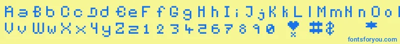 Pixelates Font – Blue Fonts on Yellow Background