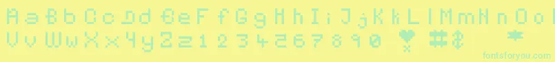 Pixelates Font – Green Fonts on Yellow Background