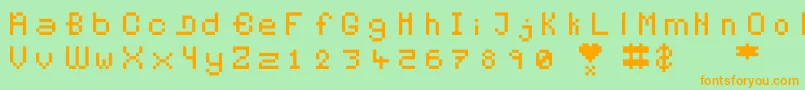 Pixelates Font – Orange Fonts on Green Background