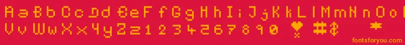Pixelates Font – Orange Fonts on Red Background