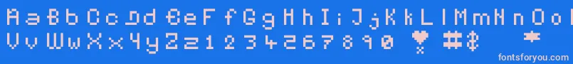 Pixelates Font – Pink Fonts on Blue Background