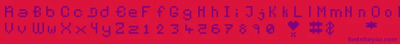 Pixelates Font – Purple Fonts on Red Background