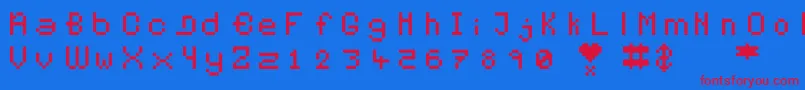 Pixelates Font – Red Fonts on Blue Background