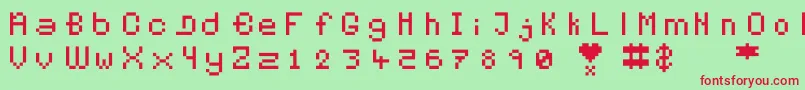 Pixelates Font – Red Fonts on Green Background