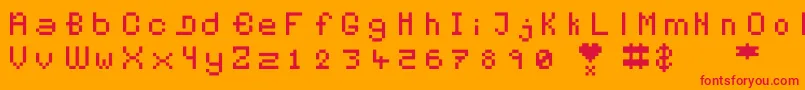 Pixelates Font – Red Fonts on Orange Background