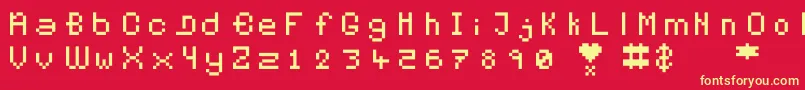 Pixelates Font – Yellow Fonts on Red Background