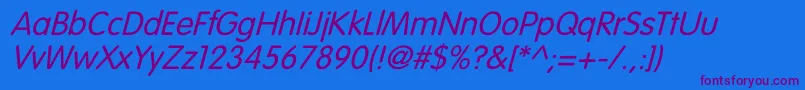 VagroundedLightItalic-Schriftart – Violette Schriften auf blauem Hintergrund