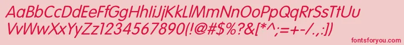 VagroundedLightItalic Font – Red Fonts on Pink Background