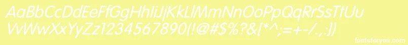Fonte VagroundedLightItalic – fontes brancas em um fundo amarelo