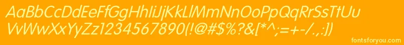 Fonte VagroundedLightItalic – fontes amarelas em um fundo laranja