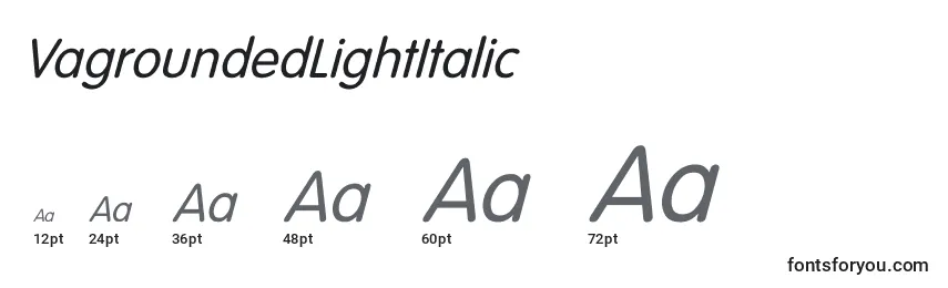 Размеры шрифта VagroundedLightItalic