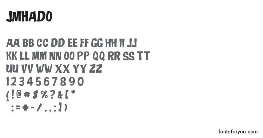 Schriftart JmhAdo (99458) – Alphabet, Zahlen, spezielle Symbole