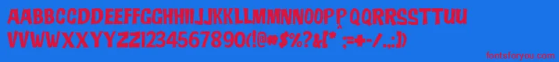 JmhAdo Font – Red Fonts on Blue Background