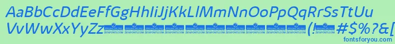 KabrioAlternateBookItalicTrial Font – Blue Fonts on Green Background