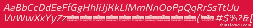 Fonte KabrioAlternateBookItalicTrial – fontes rosa em um fundo vermelho