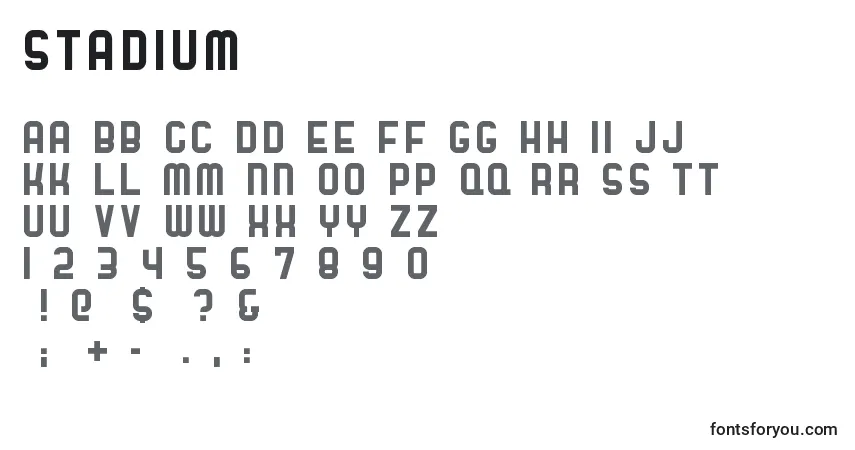 Schriftart Stadium – Alphabet, Zahlen, spezielle Symbole