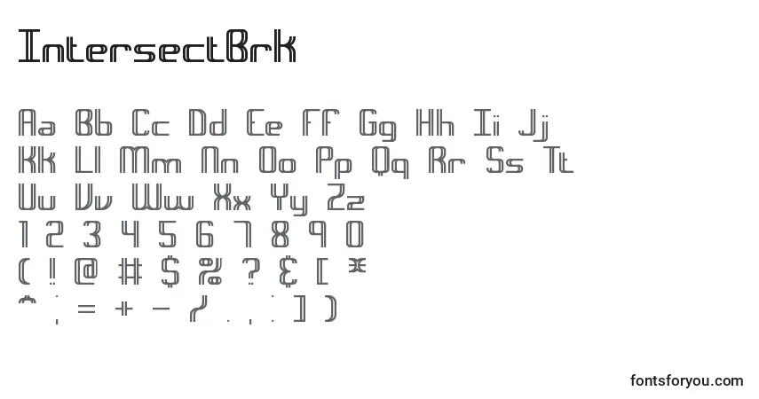 Schriftart IntersectBrk – Alphabet, Zahlen, spezielle Symbole