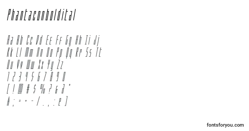 Schriftart Phantaconboldital – Alphabet, Zahlen, spezielle Symbole